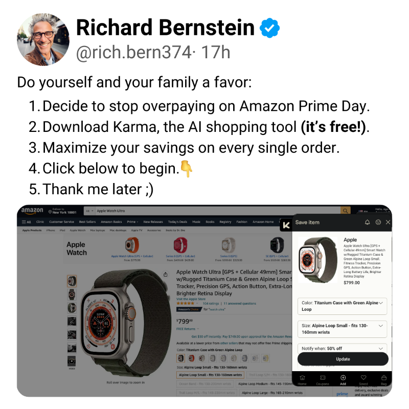 karma_shopping's tweet photo. Don't overpay on Amazon ever again! This Amazon shopping hack is like Prime Day on steroids.