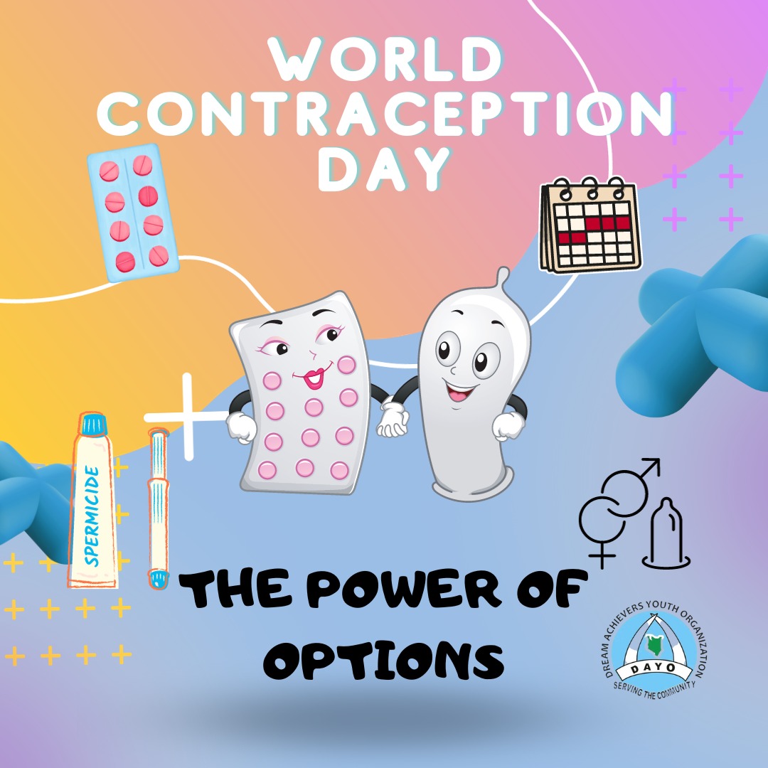 AYARHEP_KENYA's tweet photo. In partnership with @DreamAchieversk, let's celebrate #WorldContraceptionDay, a powerful symbol of choice and empowerment. Contraception isn't just about preventing pregnancies; it's about fostering equality, strong communities, and a brighter future.  
#WCD2023 #DayoSpeaks https://t.co/7mpJnmdgkZ