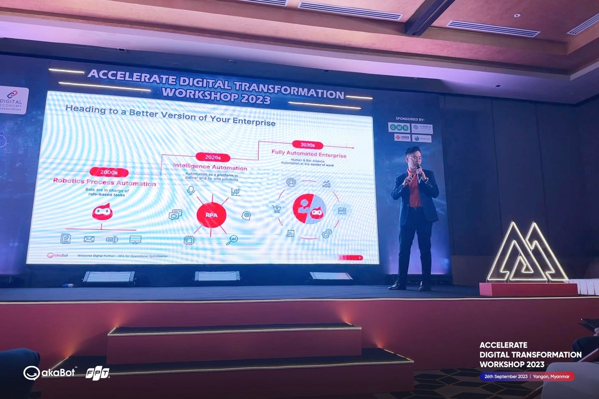 akaBot_FPT's tweet image. [Update] akaBot at Accelerate Digital Transformation Workshop 2023. Thank you so much for joining us. We look forward to seeing you again and accompanying you in the digital transformation journey.
#FastAutomation #akaBot #RPA #automation #digitaltransformation #Myanmar