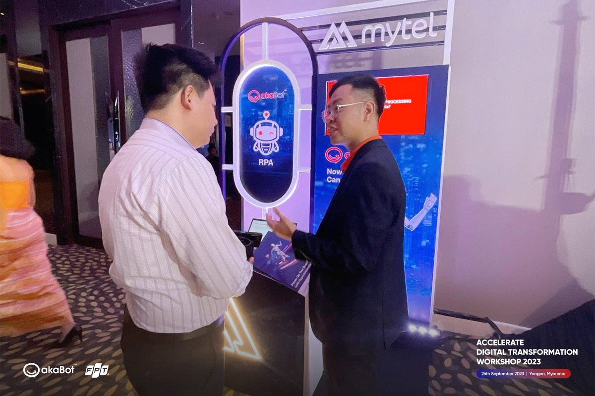 akaBot_FPT's tweet image. [Update] akaBot at Accelerate Digital Transformation Workshop 2023. Thank you so much for joining us. We look forward to seeing you again and accompanying you in the digital transformation journey.
#FastAutomation #akaBot #RPA #automation #digitaltransformation #Myanmar