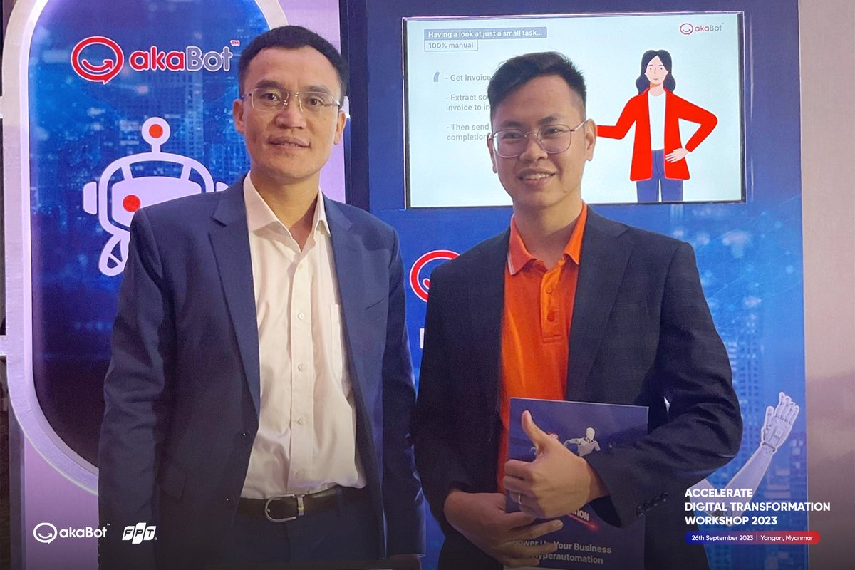 akaBot_FPT's tweet image. [Update] akaBot at Accelerate Digital Transformation Workshop 2023. Thank you so much for joining us. We look forward to seeing you again and accompanying you in the digital transformation journey.
#FastAutomation #akaBot #RPA #automation #digitaltransformation #Myanmar