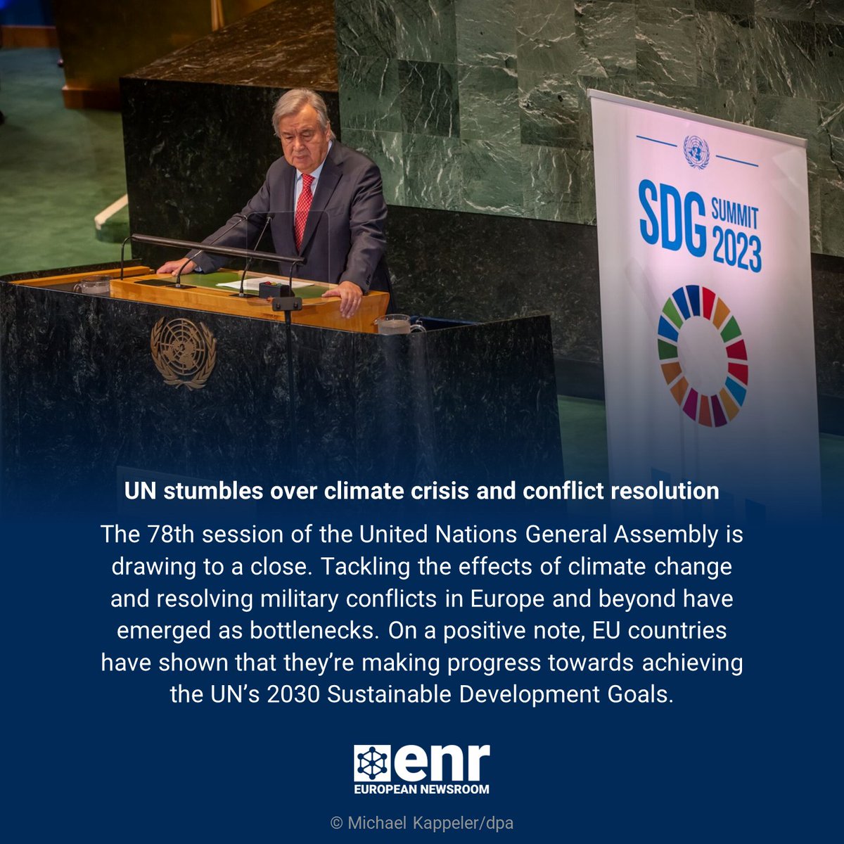 enr_newsroom's tweet image. “Humanity has opened the gates to hell,” UN Secretary-General Antonio Guterres told world leaders as they gathered in New York.

Read #enr_eu's Key Story revolving around the 78th Session of the United Nations General Assembly:

europeannewsroom.com/un-stumbles-ov…