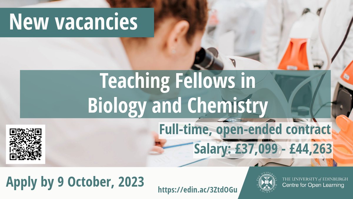 We are looking for 2 new roles here <a href="/UoEOpenLearning/">University of Edinburgh's Centre for Open Learning</a>  ideal role for those with experience of Foundation, FE College or Secondary school teaching. Find out more here edin.ac/3ZtdOGu 

<a href="/SYNAPSEBiology/">Synapse Biology</a> @scappscot <a href="/CollegesScot/">Colleges Scotland</a> <a href="/STEM_Edin/">STEM Edinburgh</a> @STEAMFife <a href="/WL_STEM/">West Lothian STEM</a> <a href="/EdinburghUni/">The University of Edinburgh</a>