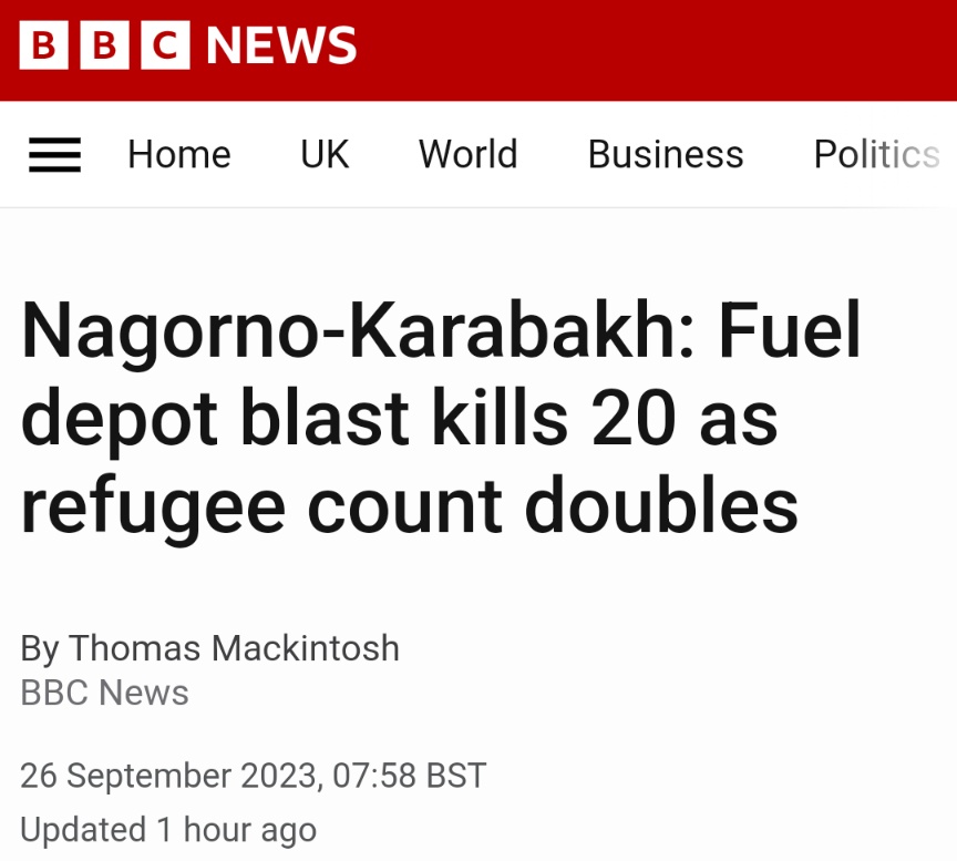 tek_nikel54's tweet image. 🗞️ #NagornoKarabakh: #Fueldepot #blast #kills 20 as #refugeecount #doubles🌹

#IdiotnWitch🧹
bbc.co.uk/news/world-eur…