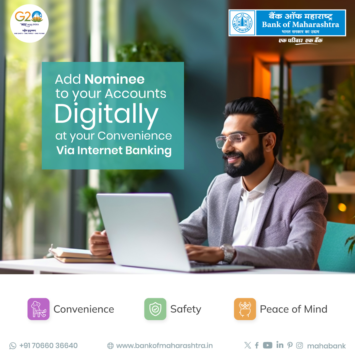 mahabank's tweet photo. Add a nominee to your accounts effortlessly, right from your digital space via #InternetBanking. Enjoy the convenience, safety and peace of mind you deserve.
#Mahabank #NomineeRegistration #AddNominee #SecureYourLovedOnes #FinancialPlanning #FamilySecurity #BankingSimplified https://t.co/MhFYExHcAU