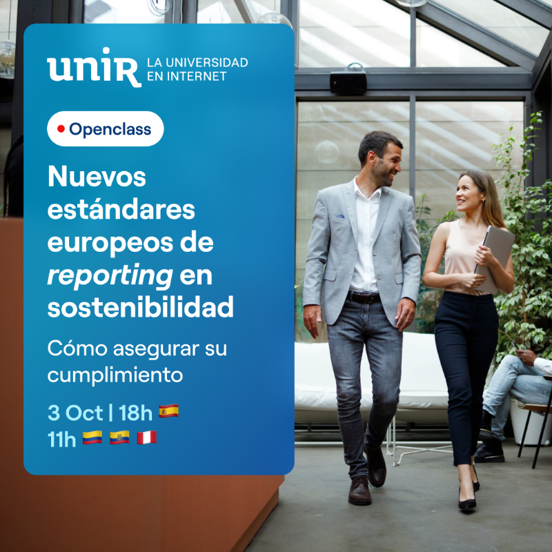 UNIRuniversidad's tweet photo. Los Nuevos estándares europeos de reporting en sostenibilidad.

📅 El 03/10 Ana Benavente, ESG Strategy manager de @gestamp_es y @joybruce11, manager de #Sostenibilidad y #CambioClimático en @EY_Spain, explicarán cuáles serán las implicaciones de su aplicación para las empresas.