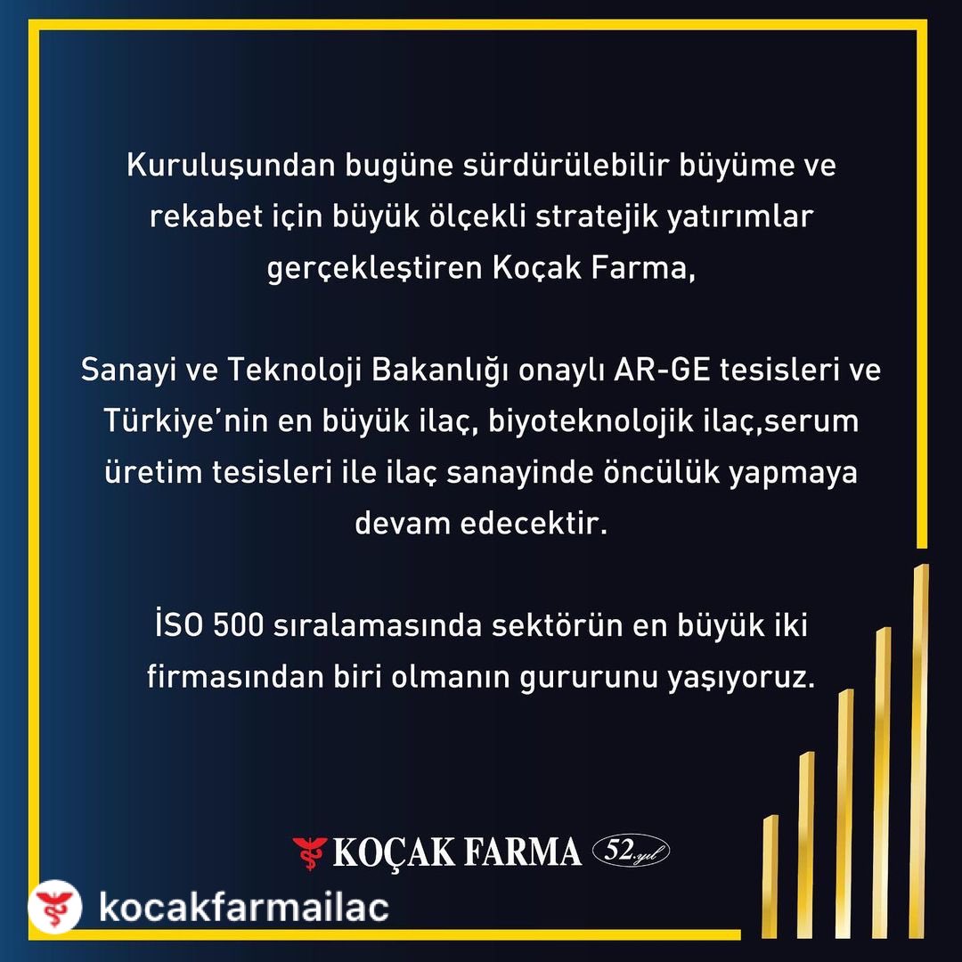 #KoçakFarma #Koçakİlaç #İSO500 #İstanbulSanayiOdası
