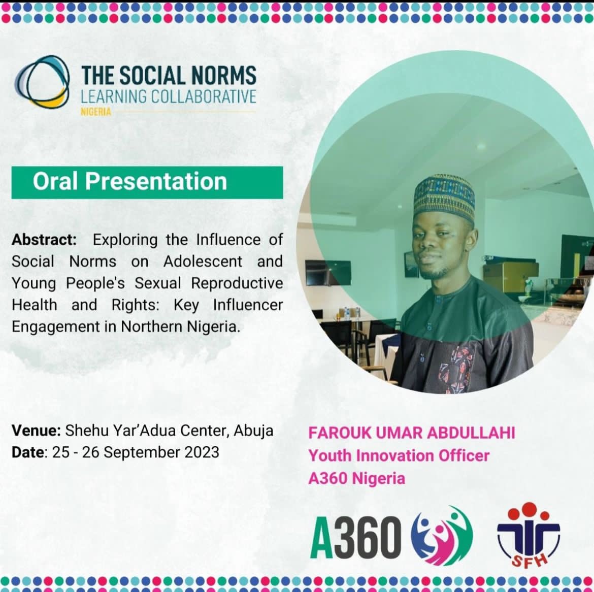 Happening Now!!! Oral presentation by A360 Nigeria’s Youth Innovation Officers - Simileoluwa Ashimolowo and Farouk Abdullahi in  SNLC 2023

#Normsshhifting #A360 #SNLC2023