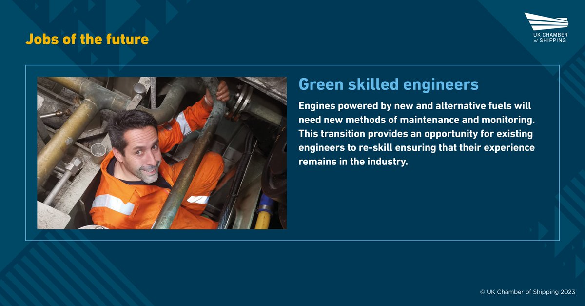 As technology advances, the #maritime sector will need new skills with a focus on data and green jobs♻️. Take a peek at jobs of the future in our report👇 ukchamberofshipping.com/news/chamber-l… If you are interested in #maritme roles, visit the @careersatsea website: careersatsea.org