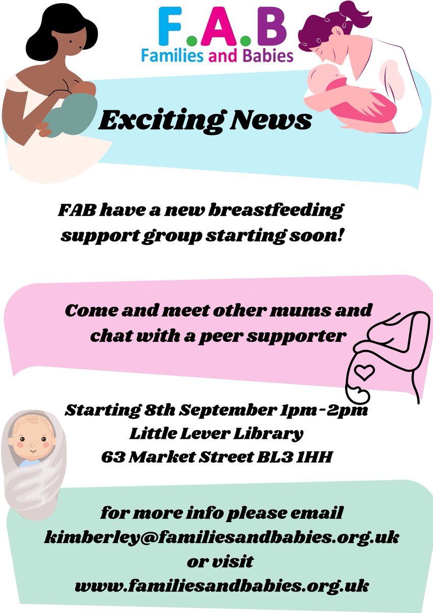 New Breastfeeding Support Group 🤱 🩷 Location - Little Lever Library 63 Market Street BL3 1HH For more info see below 👇 #LittleLever #Bolton #BreastFeeding #Support