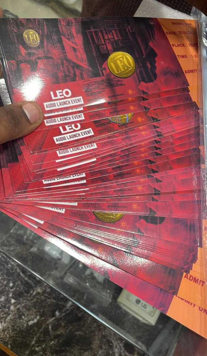 S_A_K_T_H_I_V_J's tweet photo. Leo Al Pass rdy 🥳
@actorvijay @7screenstudio @Dir_Lokesh @MrRathna @Jagadishbliss @BussyAnand #Leo #LeoAudioLaunch #LeoUpdateDay https://t.co/ZSg2dEw0BB
