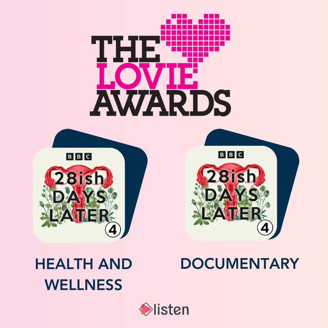 28ish Days Later has been selected as a Finalist for TWO @lovieawards! 🏆 Podcast: Documentary 🏆 Podcast: Health & Wellness This means we’re also now eligible for the People’s Lovie Award in both categories. Details on how to vote for us below. 🧵