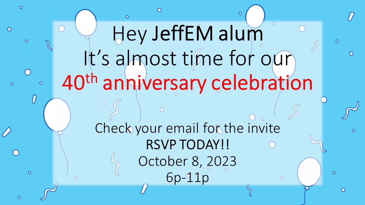Time is running out @JeffEMRes alum to register for our 40th anniversary celebration. 👀 for the email link to register so we know you are coming!! @pjtomaselli @irinasanj @Dane_o_MD @ronhall1111 @jeff_sono @L_Friedland