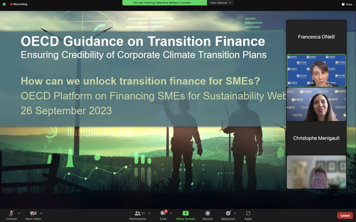 Now live - @OECD  Webinar on unlocking transition finance for SMEs. 

Heather Buchanan discussing how B4NZ are convening the SME advisory group for the @TPTaskforce. 

#SMEFinance #decarbonisingSMEs #transitionplans