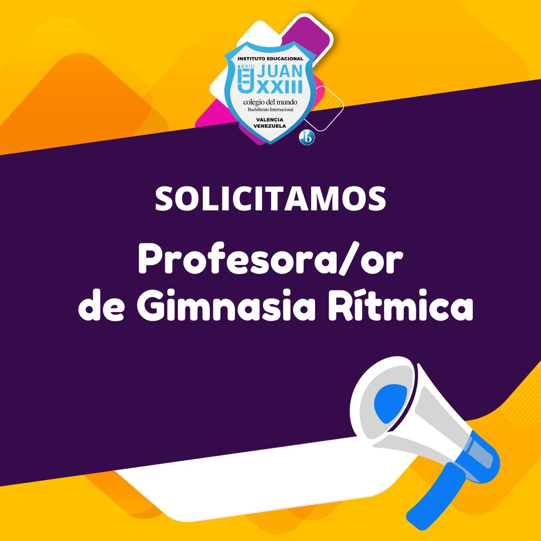 #ofertadeempleo 

Perfil:
🔹Licda/o en Educación Física.
🔹Experiencia comprobada en gimnasia rítmica.
🔹Referencias de trabajo y personales.
🔹Resumen curricular (1 página).
🔹Adjuntar copia del título.

Enviar CV a recursoshumanos@juanxxiii.e12.ve

#SomosJuanXXIII