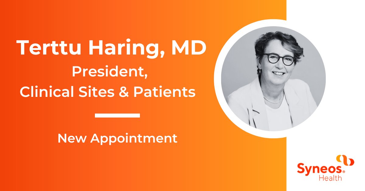📰NEWS: With nearly 30 years of experience, Dr. Terttu Haring joins #SyneosHealth to lead the global clinical operations organization in driving exceptional delivery, quality and data integrity for customers. investor.syneoshealth.com/news-releases/…