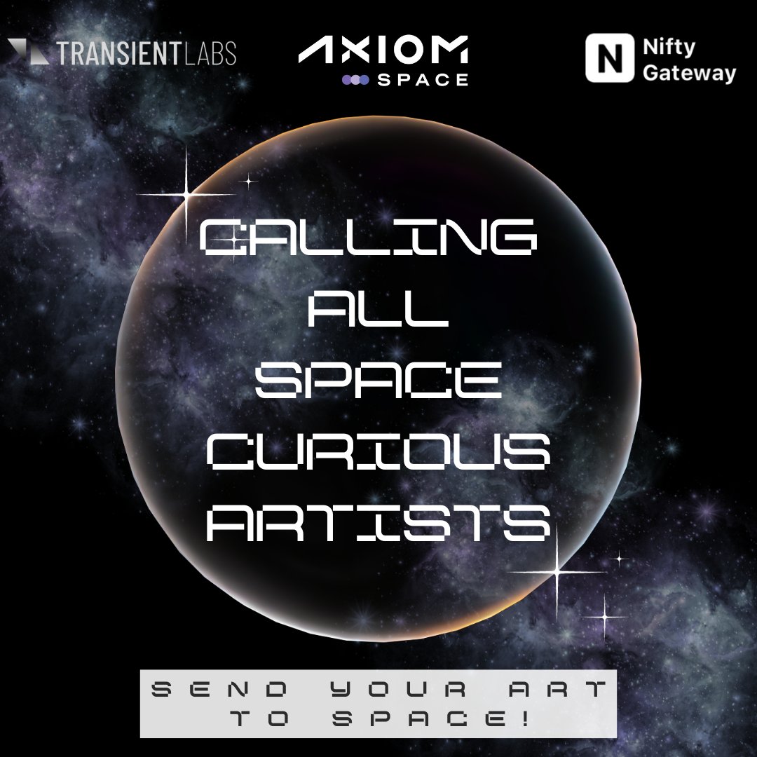 🚀 Send Your Art To Space 🚀

<a href="/axiom_space3/">Axiom Space3</a> + <a href="/TransientLabs/">Transient Labs</a> + <a href="/niftygateway/">Nifty Gateway Studio</a> are joining forces to launch "Space Grails"!

✨ Reply with your best UNMINTED piece 
🚫 No AI-generated art
✨ Follow <a href="/axiom_space3/">Axiom Space3</a>, <a href="/TransientLabs/">Transient Labs</a>  <a href="/niftygateway/">Nifty Gateway Studio</a>, &amp; <a href="/joynxyz/">Joyn</a>
🛑 Deadline Oct. 3rd
🧵