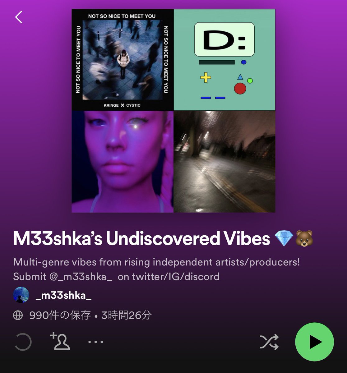 𝕞33𝕤𝕙𝕜𝕒🐻🛸💫 (@_m33shka_) on Twitter photo “UNDISCOVERED VIBES” PLAYLIST UPDATE!
<a href="/09XXImusic/">09XXI</a>
<a href="/remixedcat/">Remixedcat the catgod 💎😺🌌🎶</a>
<a href="/lifewitha_1/">L1FEL1NE</a>
<a href="/1woesss/">woes</a> & 8ngelonline
<a href="/S0UTHHPAW/">South (paw)</a>
<a href="/SMEBmusic/">SMEBmixedit.🎚️</a> <a href="/dddepartureee/">rap game david foster wallace</a>
<a href="/strangemajik/">David Pattillo</a>
Hurricane Dan Fischer <a href="/DoxThe_Maverick/">Guqa Bathokoze!</a> ville moon
<a href="/33dontay/">DONTAY</a> <a href="/Issybeats1/">Issy35</a> & jusfaded
Raindrop
<a href="/_tjxck/">T. Jack</a>
The Highfields “UNDISCOVERED VIBES” PLAYLIST UPDATE!
<a href="/09XXImusic/">09XXI</a>
<a href="/remixedcat/">Remixedcat the catgod 💎😺🌌🎶</a>
<a href="/lifewitha_1/">L1FEL1NE</a>
<a href="/1woesss/">woes</a> & 8ngelonline
<a href="/S0UTHHPAW/">South (paw)</a>
<a href="/SMEBmusic/">SMEBmixedit.🎚️</a> <a href="/dddepartureee/">rap game david foster wallace</a>
<a href="/strangemajik/">David Pattillo</a>
Hurricane Dan Fischer <a href="/DoxThe_Maverick/">Guqa Bathokoze!</a> ville moon
<a href="/33dontay/">DONTAY</a> <a href="/Issybeats1/">Issy35</a> & jusfaded
Raindrop
<a href="/_tjxck/">T. Jack</a>
The Highfields