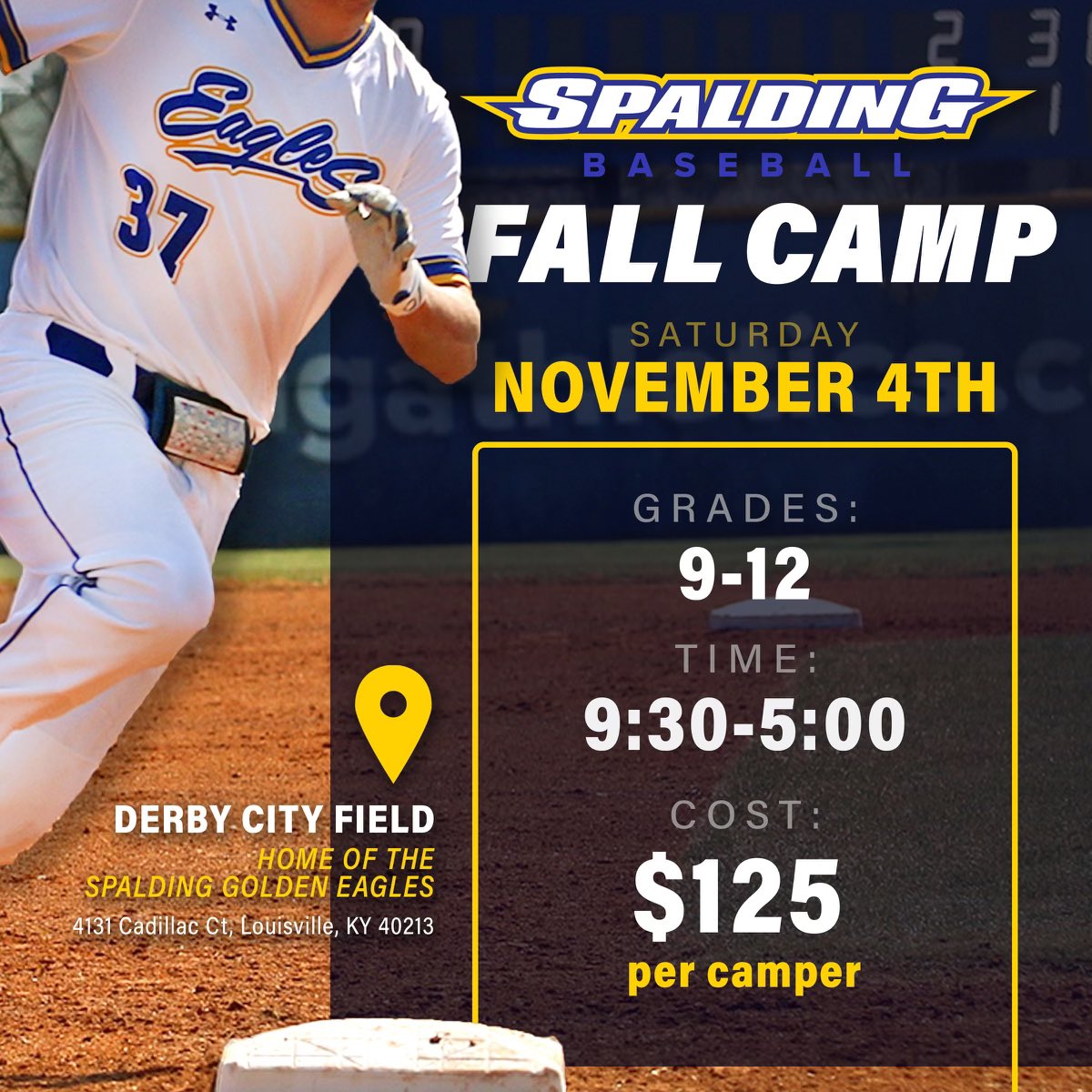 Camp is fast approaching, come check out what our program has to offer. Visit Spaldingbaseballcamps.com to sign up.