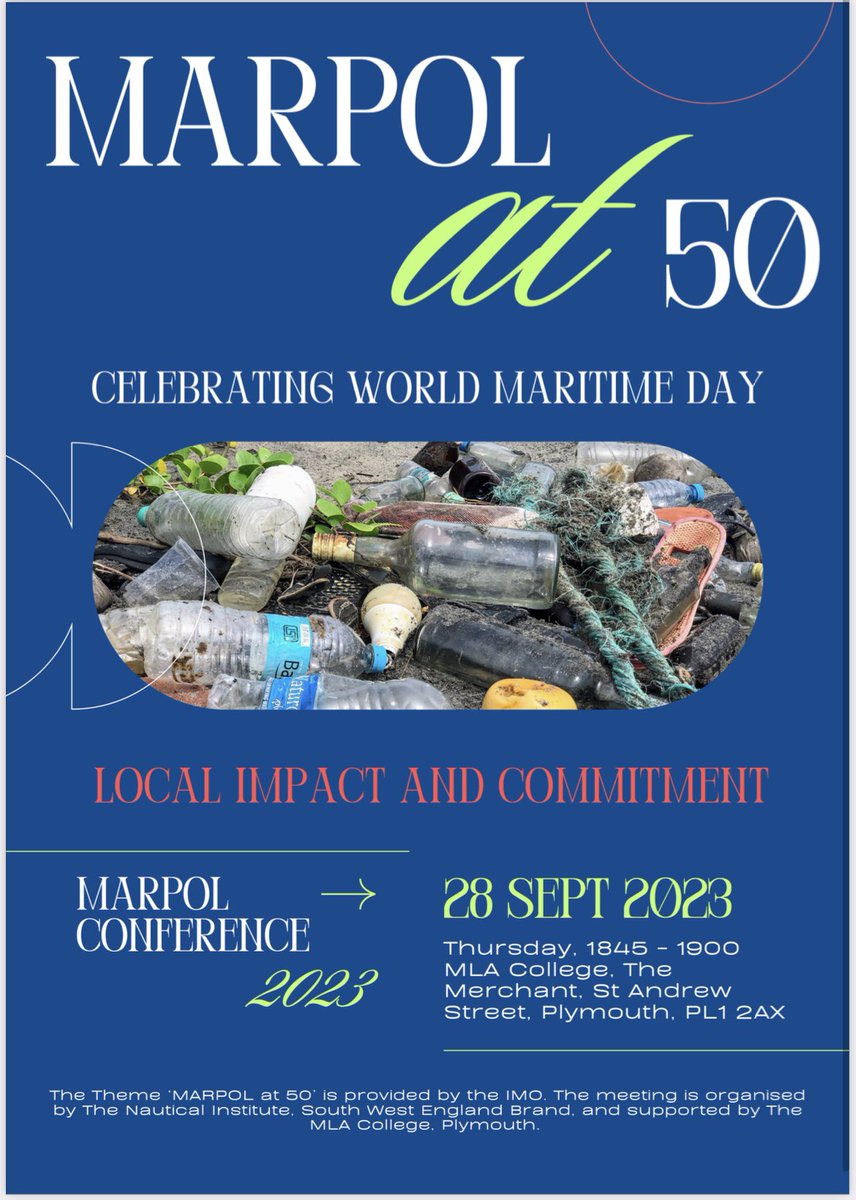 RAllan1984's tweet photo. Interested in how MARPOL keeps our ports and harbours clean? This Thursday, for World Maritime Day the @NauticalInstSW is hosting a session to raise awareness, and dispel the many myths that are often posted on local ‘comments’ sections on social media. In person or online. https://t.co/M77opKEnBC