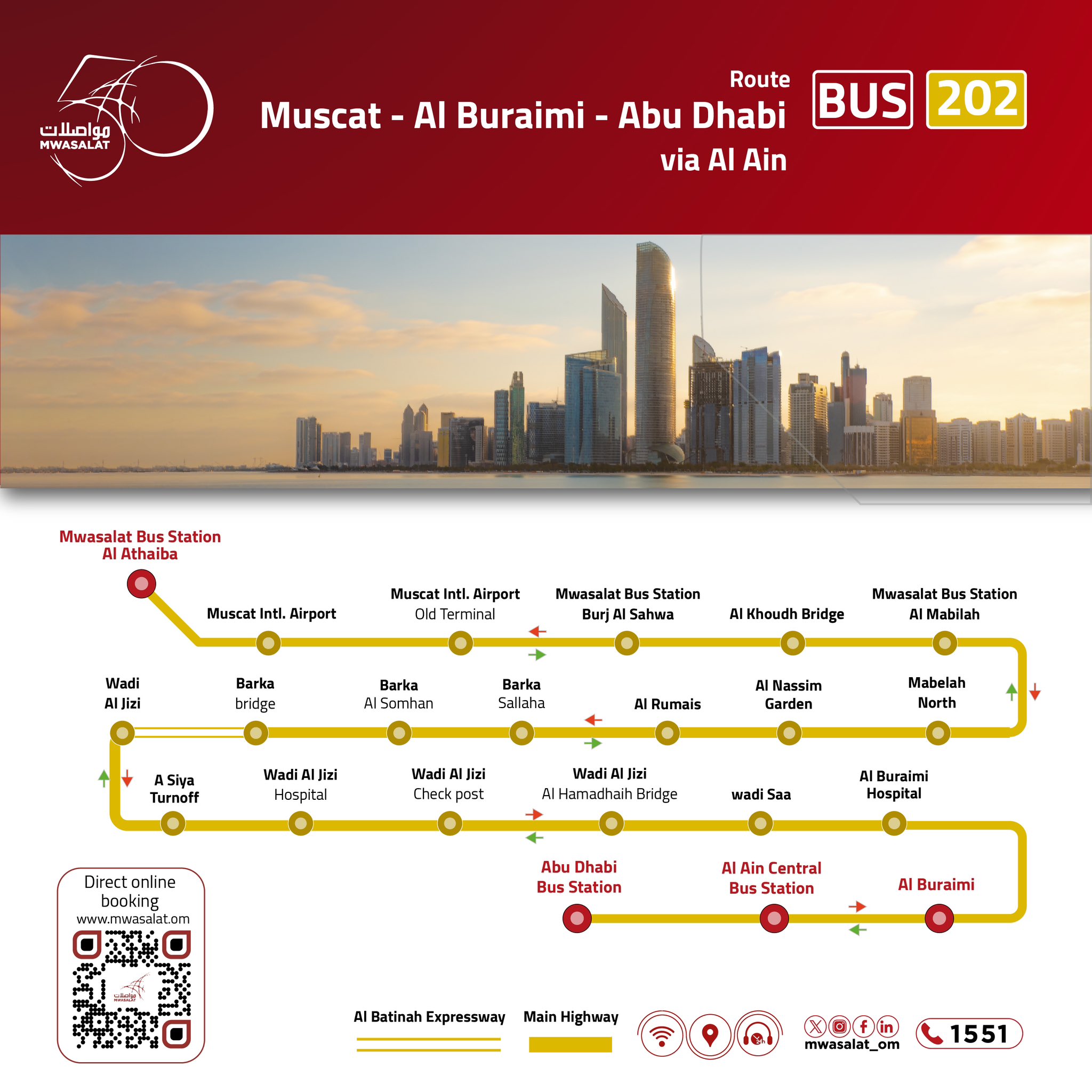 Muscat Bus Route 202 (Al Buraimi - Abu Dhabi Via Al Ain)