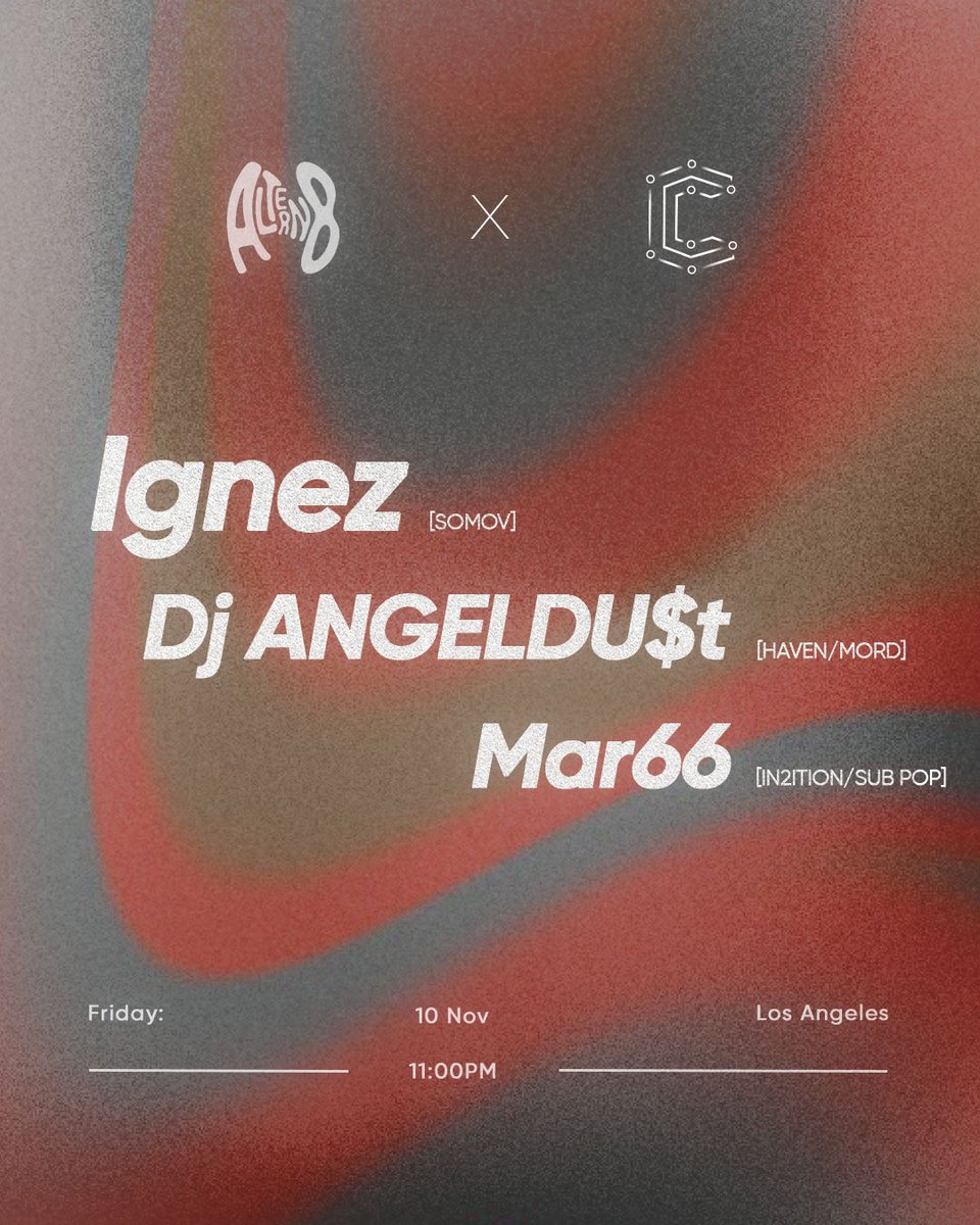 Cognition and Altern8 team up to deliver a night of raw, indefinable techno featuring Ignez, DJ Angeldu$t, and Mar66 on November 10, 2023. 

We couldn’t be more excited about this line up, its going to be incredible. See you on the dancefloor!

ra.co/events/1778728
