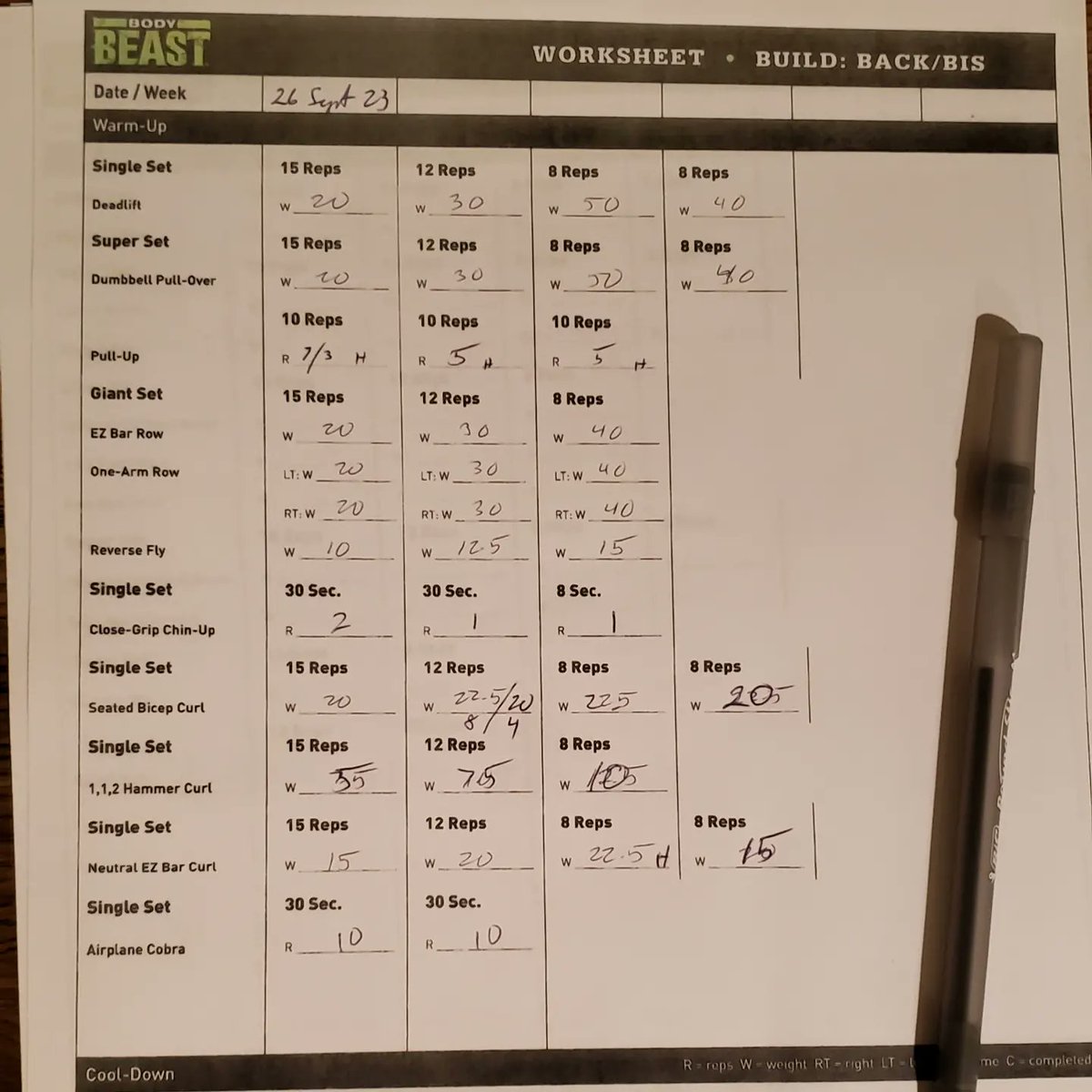 EvanPaulBrown's tweet photo. Finished today's workout!  It was Back &amp; Bis.  Today's workout finished my first full page of my Promise Worksheets.  Making progress every day!
#ThePromiseCode #EntheosInitiative #TheEBC #keepingmypromise https://t.co/oxPYkOoDI0