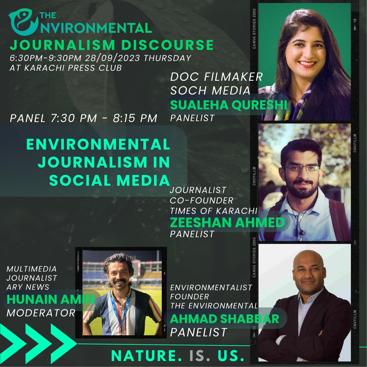 TheEnvironOrg's tweet photo. We have brought on experts with vast experience and varying perspectives for The Environmental Journalism Discourse.

Thursday
28 Sept 2023
6:30pm-9:30pm
Karachi Press Club

#environment #nature #ClimateAction #climatechange #karachi #pakistan #environmentaljournalism #NatureIsUs https://t.co/vjAU6mgp9c