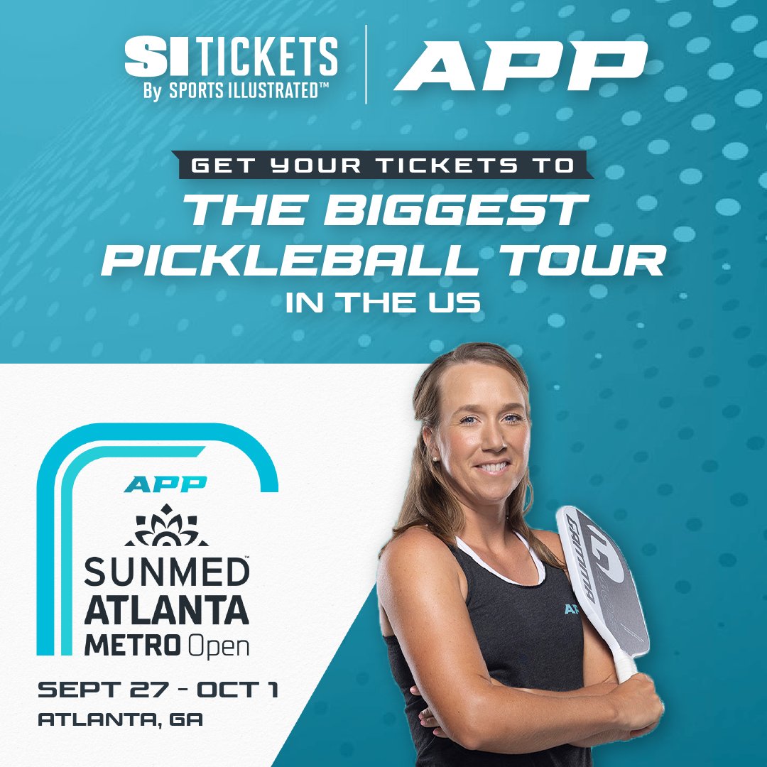 si_tickets_'s tweet photo. Top #pickleball players will head to #Atlanta to compete in the Sunmed Atlanta Metro Open tomorrow. The event will take place over five days and feature singles and doubles action.
Go to https://t.co/V7qHmyvfoV to look through @officialapptour events. #apptour #sitickets https://t.co/njzM5YsFeF