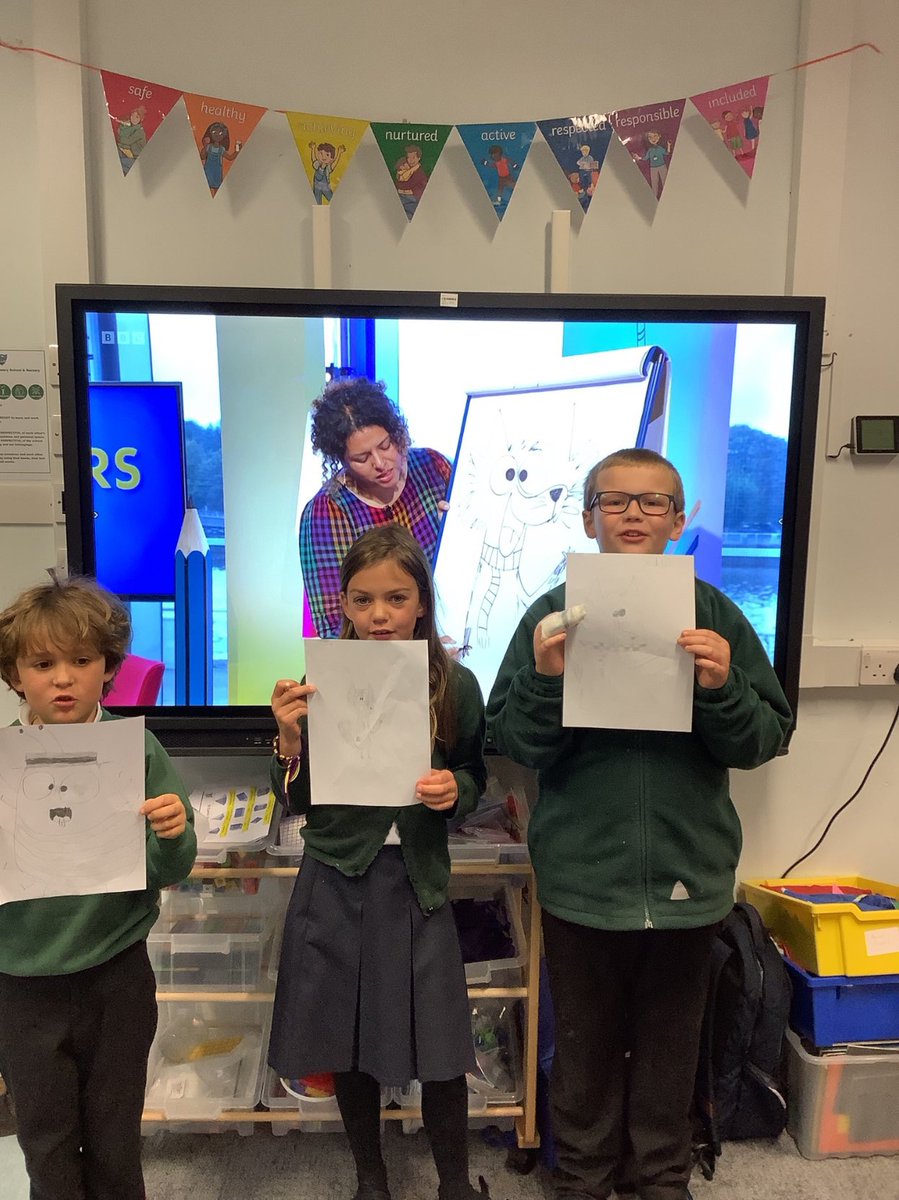 Our Primary class had a fantastic time joining along with @NadiaShireen this morning as part of #BBCAuthorsLive with thanks to @scottishbktrust We are so proud of the illustrations they created!