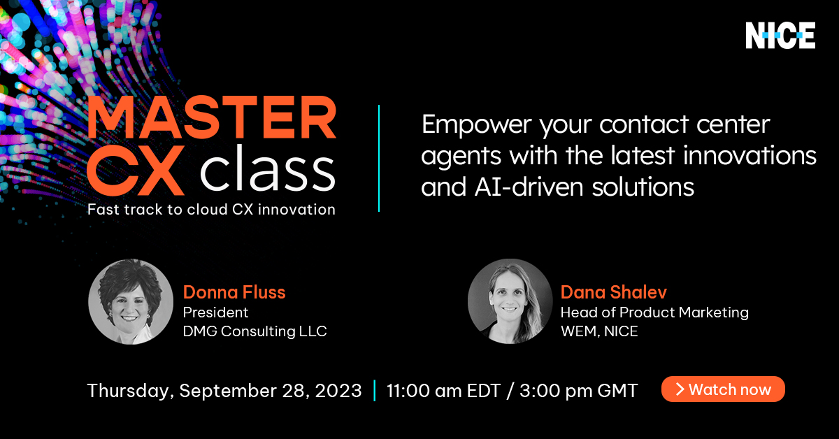 InbarKaren's tweet photo. Join us to become a CX master. 

Learn how to leverage the latest innovations with AI and cloud-powered CX@Scale. 

Next up: Sept 28 | 11am EDT with @dfluss &amp; Dana Shalev.

Get all the details and sign-up >>  https://t.co/P6sh67FIdz https://t.co/FiqBrlAIqn