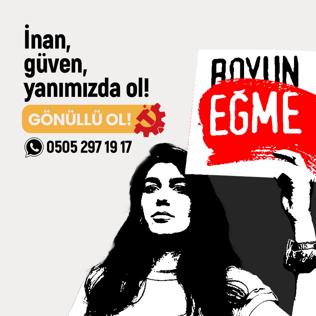 tkpninsesi's tweet photo. 🔴 Mücadeleye çağırıyoruz, bu davet bizim!

Sermayedarların kârlarına kâr kattığı, emekçilerin ise yoksullukla boğuşmaya mahkum edildiği bu düzeni değiştireceğiz.

İnan, güven, yanımızda ol❗️

TKP gönüllüsü ol 🚩

Whatsapp üzerinden başvuru yapmak için⤵️

☎️ 0505 297 19 17 https://t.co/zoP1KMvCJf