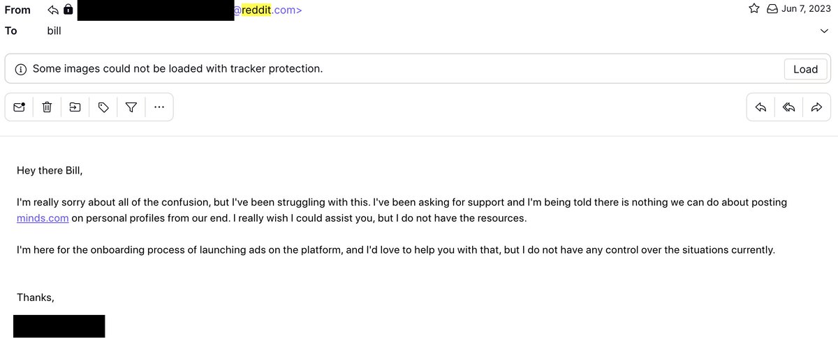 minds's tweet photo. Reddit has basically confirmed Minds is being blacklisted. https://t.co/L0XICrA9zu