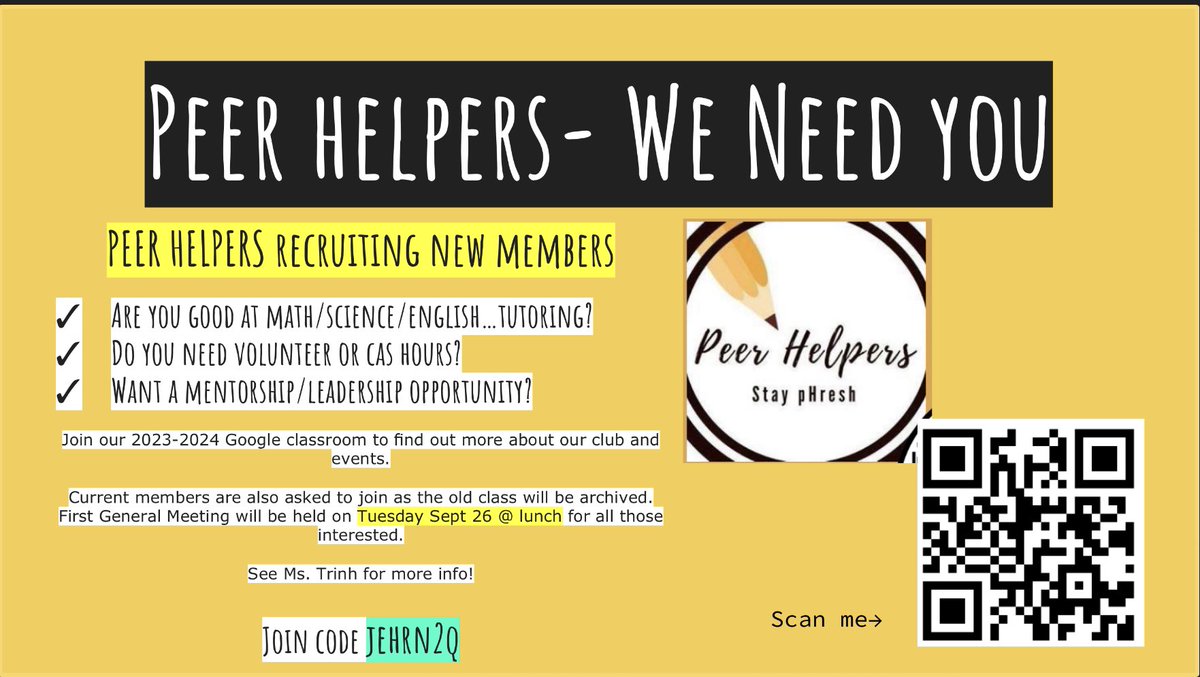 Jennifer Trinh (@trinh_babbles) on Twitter photo Great turnout today for our first General Members meeting for Peer Helpers! Over 87 students showed interest and 100 potential helpers signed up. Everyone is encouraged to join our Google classroom to keep up with our club activities and how to become a Peer Helper <a href="/GlenforestSS/">Glenforest SS</a> Great turnout today for our first General Members meeting for Peer Helpers! Over 87 students showed interest and 100 potential helpers signed up. Everyone is encouraged to join our Google classroom to keep up with our club activities and how to become a Peer Helper <a href="/GlenforestSS/">Glenforest SS</a>