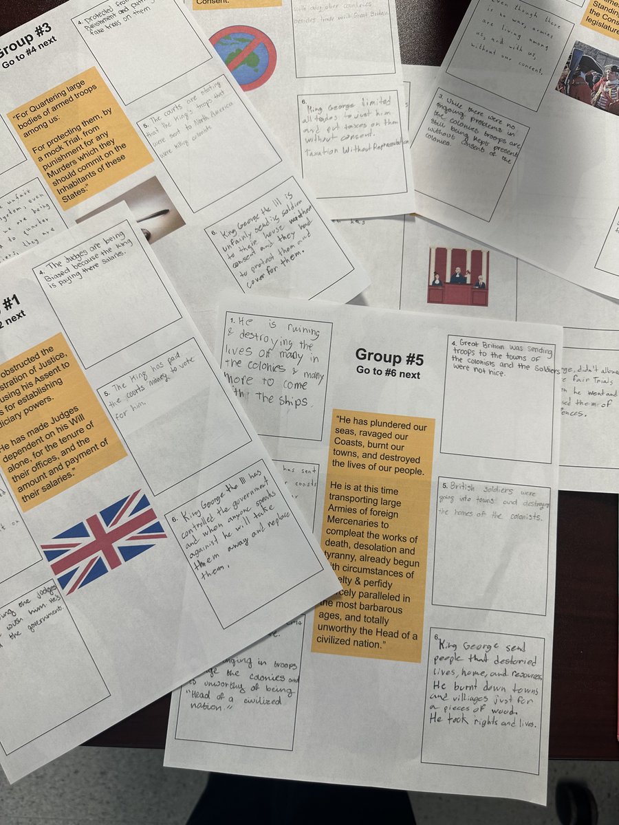 RisingStarrMS's tweet photo. 8th grade students in Mrs. Palmer’s class analyzed and interpreted some of the grievances in the Declaration of Independence. https://t.co/0wtw5N8Q22