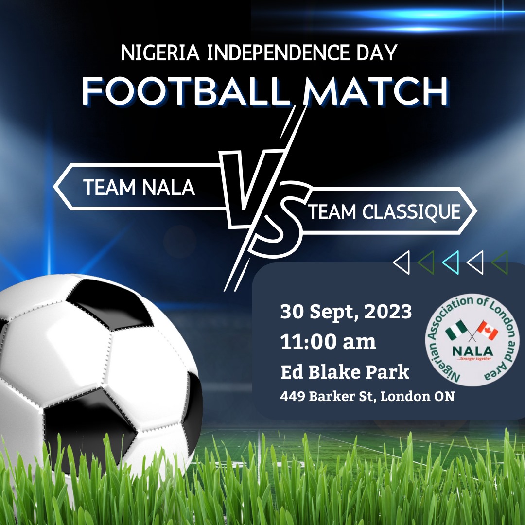 CommunityNala's tweet photo. *Get Ready for a Spectacular Celebration! 🎉⚽*

🇳🇬 Celebrate Nigeria's 63rd Independence Day in style with the Nigerian Association of London and Area (NALA) 
 #NALAIndependenceCelebration #NigeriaAt63 #SoccerShowdown https://t.co/6RgpTV2Bdl
