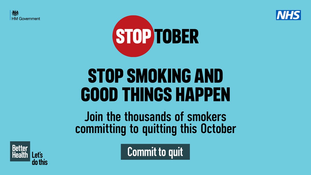 Join the thousands of smokers committing to quitting from 1st October. 

For free support, search Stoptober or join Salford's Stop Smoking Service and get all the help you need to quit.

orlo.uk/SalfordStoptob…