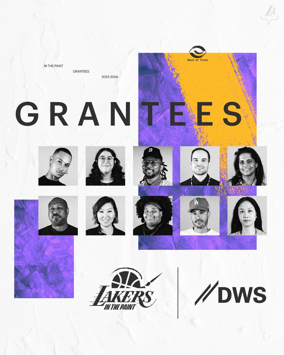The Lakers are excited to announce the Contributing Artists and Grantees for In the Paint 2023-2024, presented by <a href="/DWS_Group/">DWS Group</a>, recognizing creative communities historically overlooked.