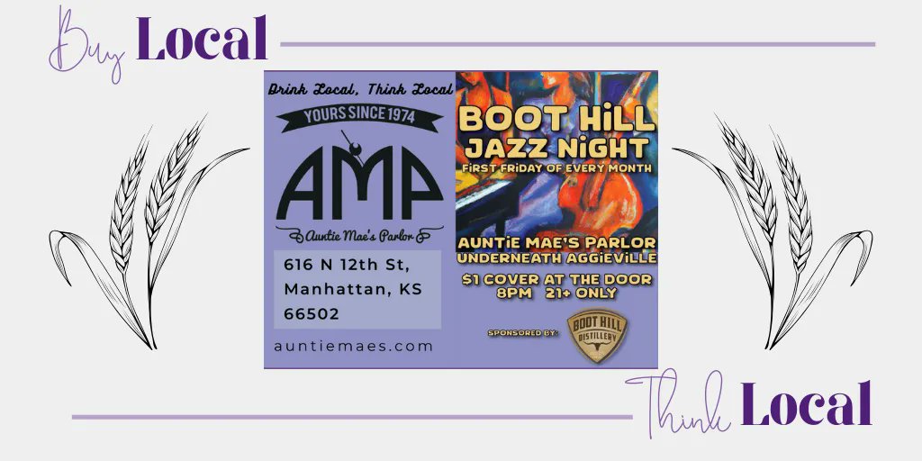 kstatecollegian's tweet photo. Drink local, Think Local! @auntiemaes presents First Fridays with live music and specials!
https://t.co/dei7QQ3Lb2 
#thinklocal https://t.co/K8yo3fy1Xe