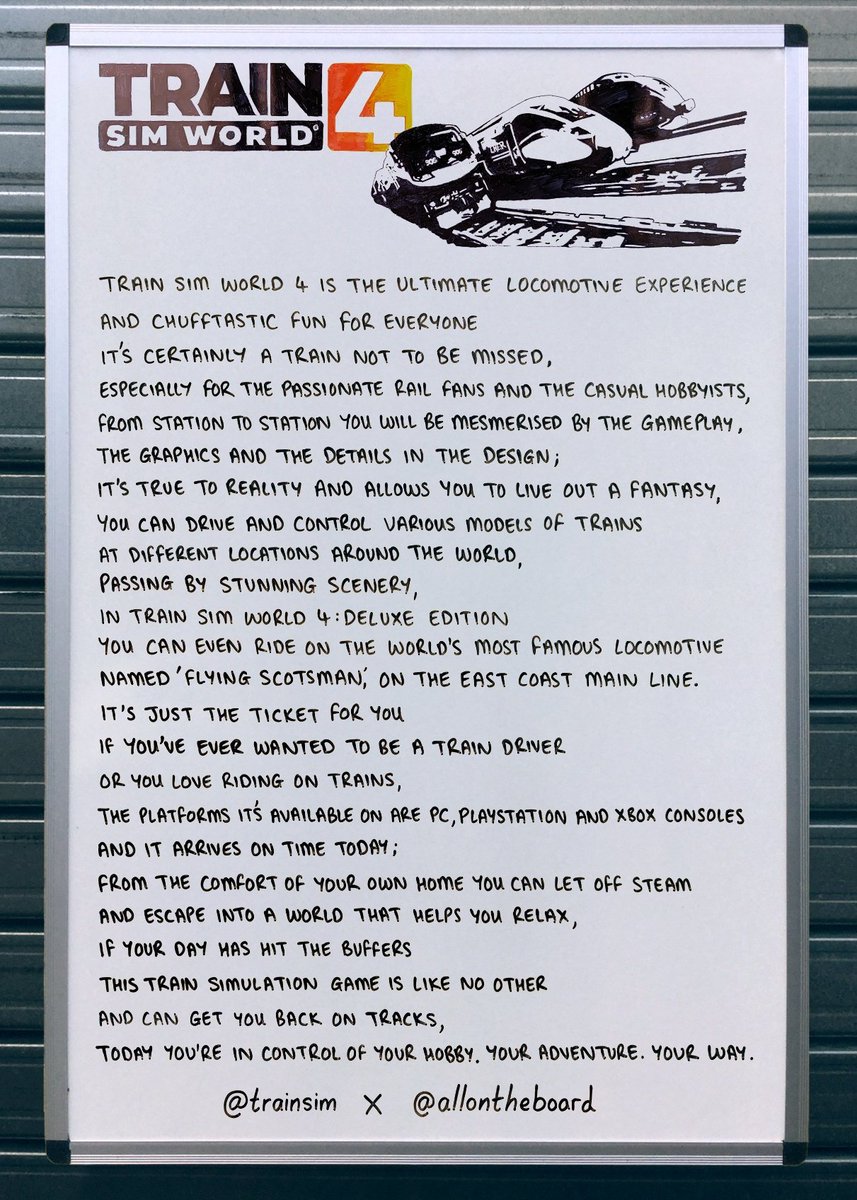#ad Have you ever wanted to drive a train? There's more to explore on the railway than you can imagine and this train simulation is just the ticket.

Dovetail Games’ Train Sim World 4 is 'OUT NOW' on all platforms.
Your Hobby. Your Adventure. Your Way

#TSW4 #trainsimworld4