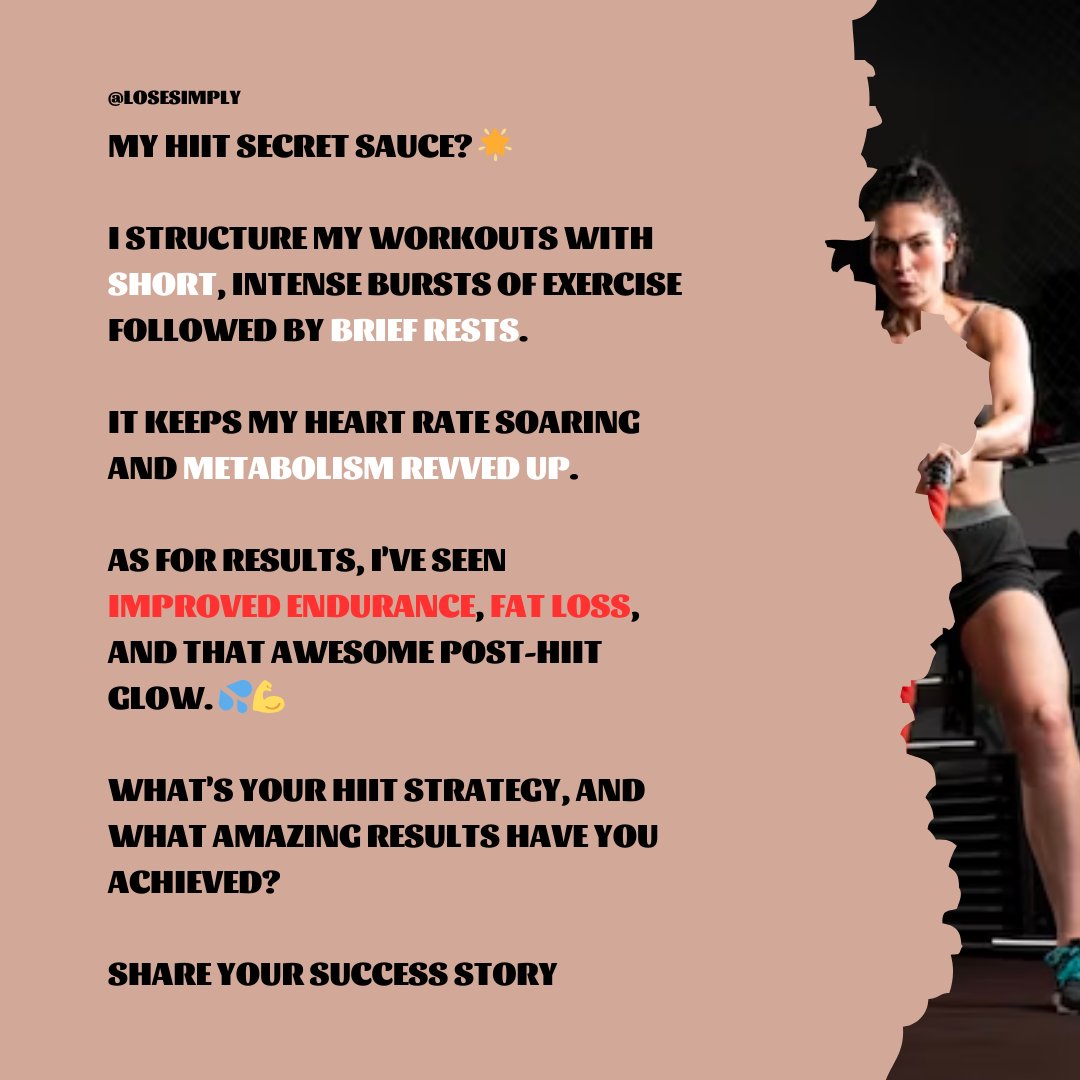 Unlock the Secrets to Effective HIIT Workouts. 🔥 

#HIITWorkouts #FitnessJourney #ShareYourSuccess #losesimply #weightloss #weightlosstips #weightlosssuccess #weightlossmotivation #hiitworkout #hiit #hiitburn #hiittraining #health #healthtips #healthychoices #healthandfitness