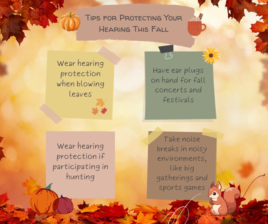 🍁🍂 As the leaves fall, let's not let our guard down when it comes to protecting our hearing! 

Let's savor the sounds of fall responsibly! 🎃

#ProtectYourHearing #FallSafety
