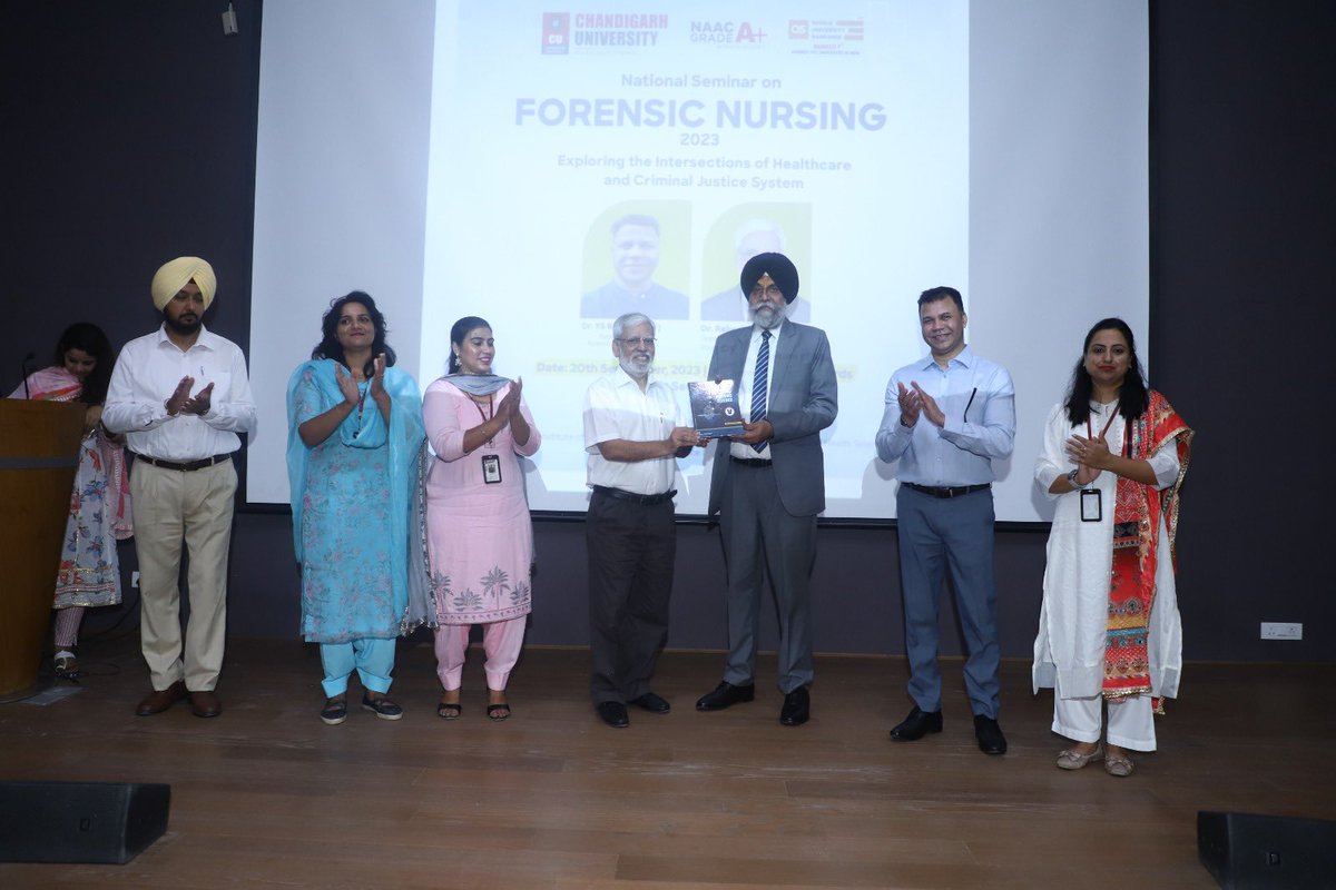 GoreaRK's tweet photo. Delivered a keynote address “ Gaps in the Practice of Forensic Nursing in India “ at Chandigarh University alongwith Dr Yogender Bansal. Dr Davinder Singh Pro VC was the chief guest. Dr Kanika Principal Nursing College &amp; Dr Tina Sharma of Forensic Science organised the conference https://t.co/3Q2aqoHLQk