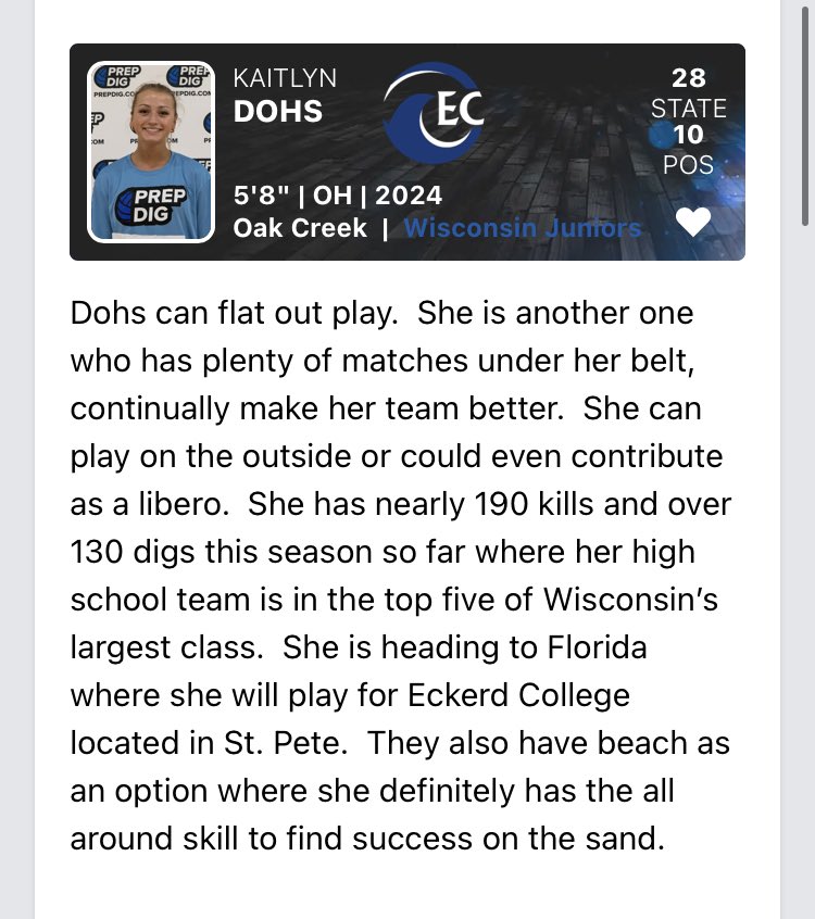 KaitlynDohs's tweet photo. Thank you for the shout out @PrepDigChris 🙌always appreciated @PrepDigWI @PrepDigIA @prepdigil @WiJrs @ochsgvb https://t.co/2zRWIy1pFS