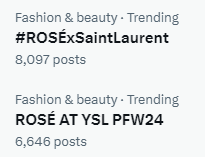 RoseFocused's tweet photo. Let's go for 20k !

rt and reply 10x :
ROSÉ AT YSL PFW24 
#ROSÉxSaintLaurent #ROSÉ @ysl https://t.co/Yvazx0eXq5