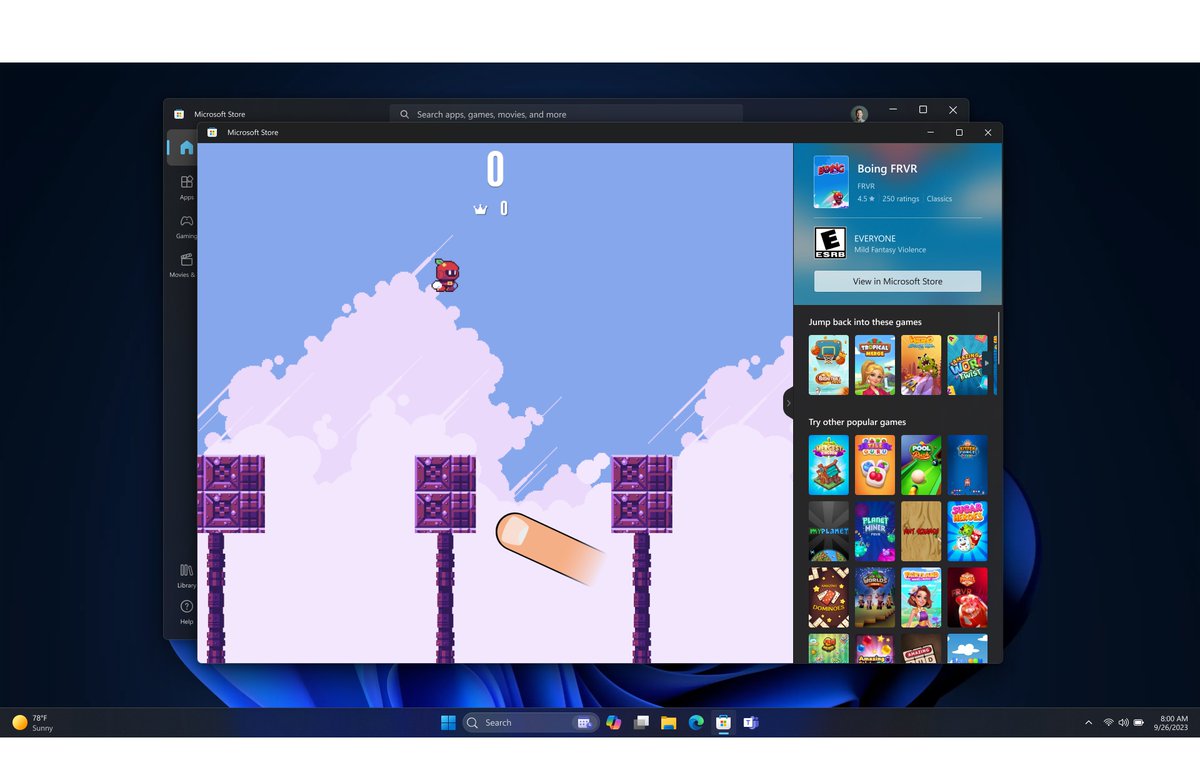 gisardo's tweet photo. Announcing Instant Games in the Microsoft Store on Windows, a new experience that allow you to instantly play your favorite casual game directly from the Store without the need to download and install. Preview starting today. #Windows11 #MicrosoftStore https://t.co/TxQpDVX6oE