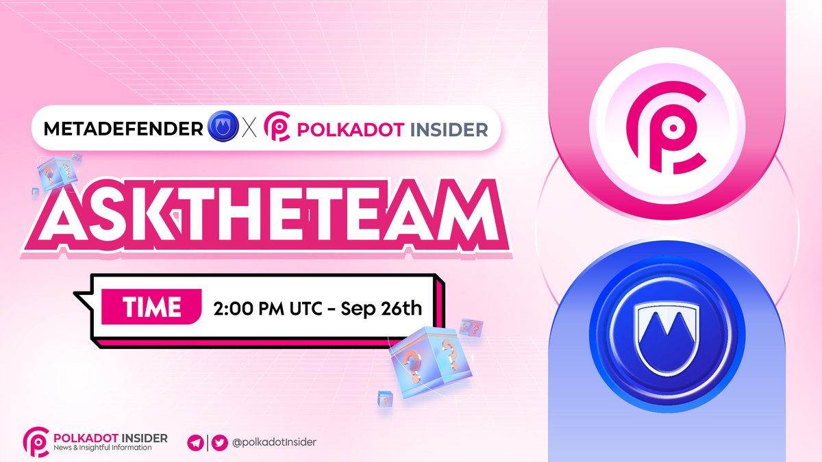 PolkadotInsider's tweet photo. 🎙️ We are thrilled to host an AMA session with @MetaDefender, a decentralized derivatives marketplace protocol for Liquid Staking Tokens (LST) on @AcalaNetwork 😍
Let's save the date:
🗓️ Sep 27th | 2 PM UTC
🌐 https://t.co/ReGb2hoDsD
#Polkadot #Acala #MetaDefender #LSD #Staking