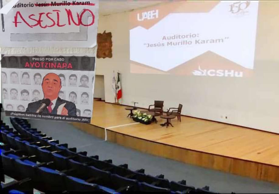 Despues de 9 años se quita el nombre de Jesús Murillo Karam al auditorio del ICSHu

#AyotzinapaNoSeOlvida #FuerzaIDA