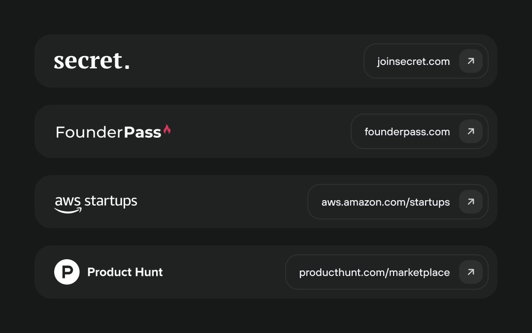 dmtrprokopenko's tweet photo. How can you use these tools for free?
Check out the following platforms and grant programs:

✨ @JoinSecret: https://t.co/DJB69c4psS

✨ @FounderPass: https://t.co/h19O6JumNn

✨ AWS Activate: https://t.co/oVeLAGayGi

✨ ProductHunt Marketplace: https://t.co/Is7mADIjVH https://t.co/kmZaWyGpDB