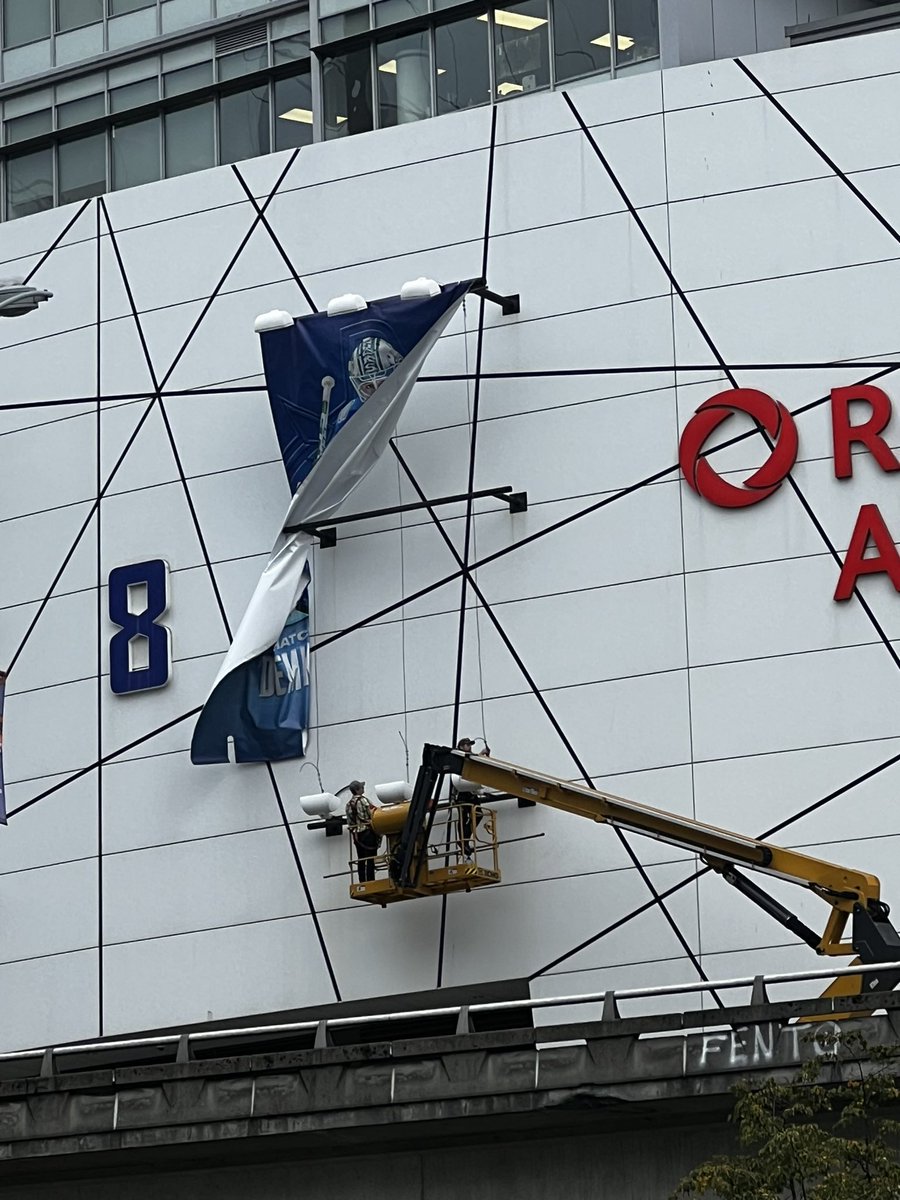 New Thatcher Demko banner going up by gate 8! #canucks #rogersarena